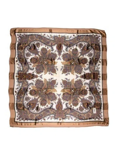 Pre-owned Saint Laurent Silk Paisley Print Scarf In Neutral
