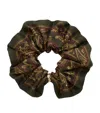 Saint Laurent Cassandre Scrunchie In Paisley Silk Twill In Green