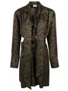 Saint Laurent Silk Paisley Sweater With Belted Waist In Black