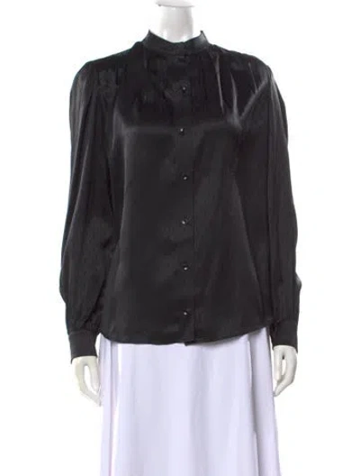 Pre-owned Saint Laurent Silk Patterned Blouse In Black