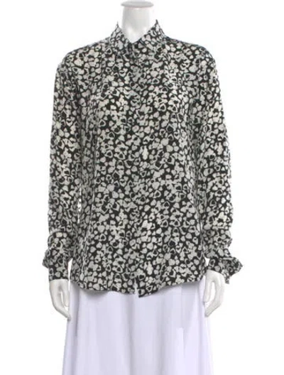 Pre-owned Saint Laurent Silk Patterned Blouse In Black