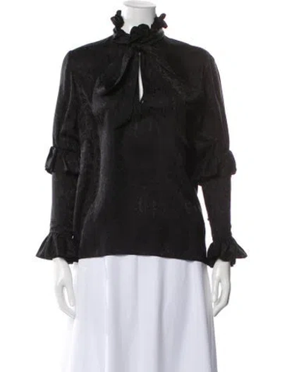 Pre-owned Saint Laurent Silk Patterned Blouse In Black