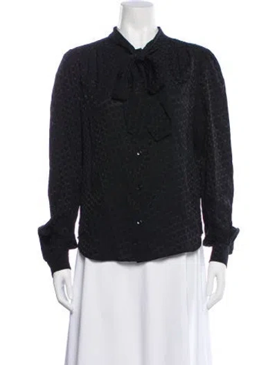 Pre-owned Saint Laurent Silk Patterned Blouse In Black