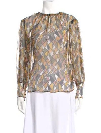 Pre-owned Saint Laurent Silk Patterned Blouse In Neutral