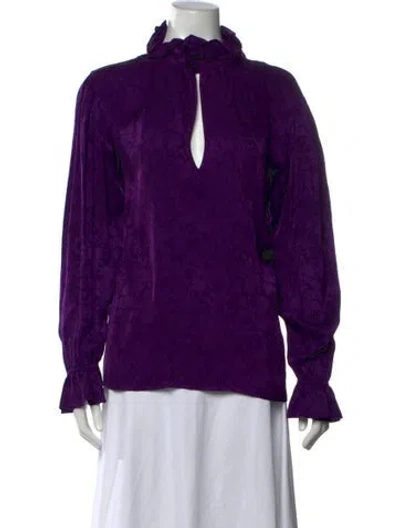 Pre-owned Saint Laurent Silk Patterned Blouse In Purple