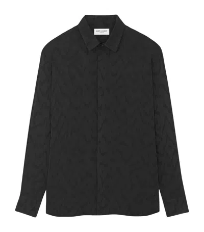Saint Laurent Silk Patterned Shirt In Black