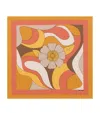Saint Laurent Silk Patterned Square Scarf In Orange