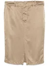 Saint Laurent Silk Pencil Skirt In Neutrals