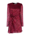 Saint Laurent Silk Pleated Detail Dress In Red