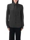 Saint Laurent Silk Pois Shirt For Women In Black