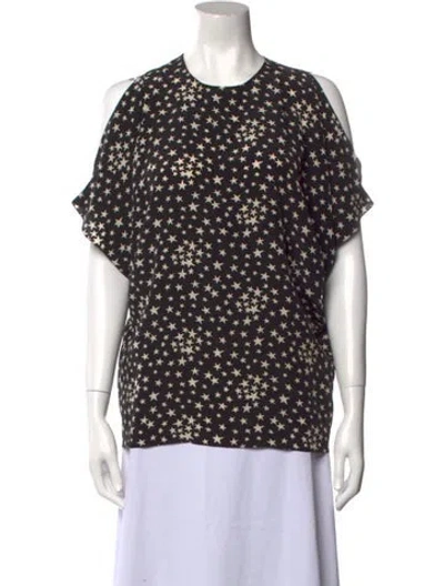 Pre-owned Saint Laurent Silk Polka Dot Print Blouse In Black