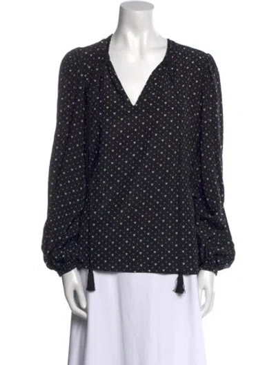 Pre-owned Saint Laurent Silk Polka Dot Print Blouse In Black