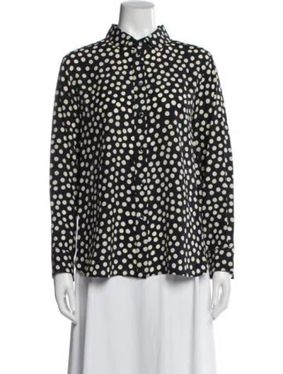 Pre-owned Saint Laurent Silk Polka Dot Print Blouse In Blue