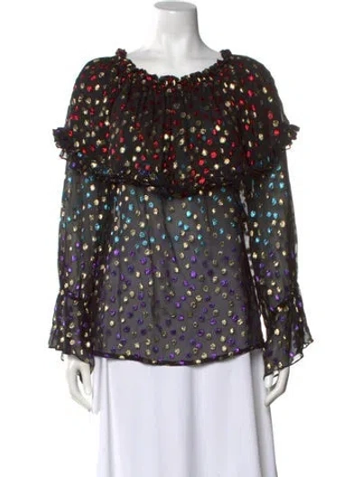 Pre-owned Saint Laurent Silk Polka Dot Print Blouse In Multi