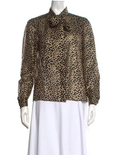 Pre-owned Saint Laurent Silk Polka Dot Print Blouse In Multicolor
