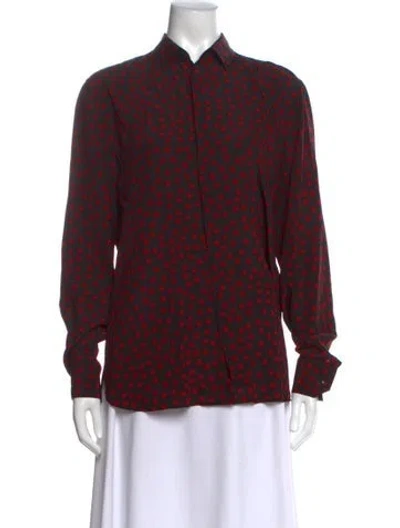 Pre-owned Saint Laurent Silk Polka Dot Print Top In Red