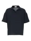 Saint Laurent Men Navy Blue Silk Oversize Polo Shirt In Blue