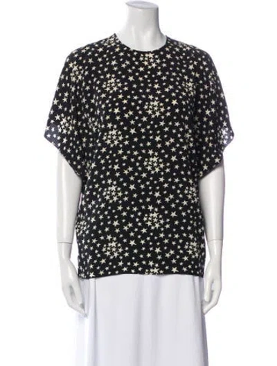 Pre-owned Saint Laurent Silk Printed Blouse In Black
