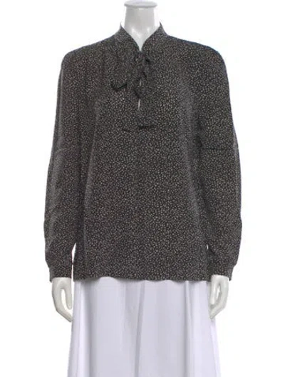 Pre-owned Saint Laurent Silk Printed Blouse In Black