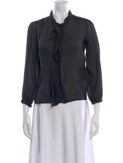 Pre-owned Saint Laurent Silk Printed Blouse In Black