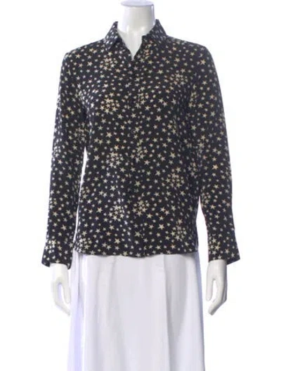 Pre-owned Saint Laurent Silk Printed Blouse In Blue