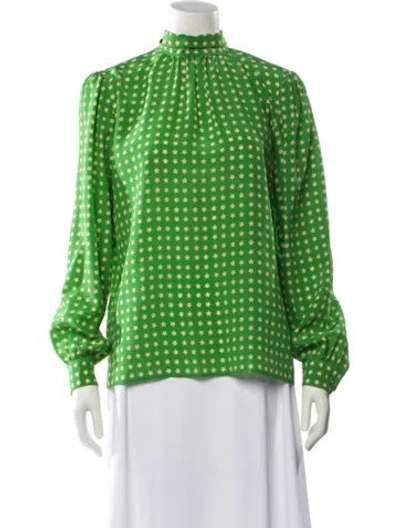 Pre-owned Saint Laurent Silk Printed Blouse In Green