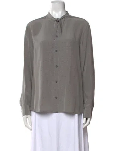 Pre-owned Saint Laurent Silk Printed Blouse In Grey