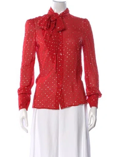 Pre-owned Saint Laurent Silk Printed Blouse In Red