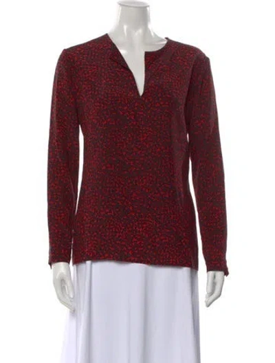Pre-owned Saint Laurent Silk Printed Blouse In Red