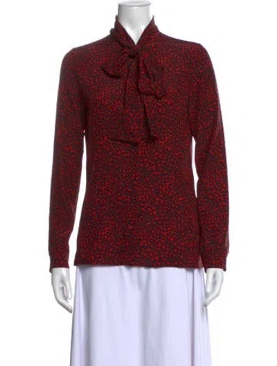Pre-owned Saint Laurent Silk Printed Blouse In Red