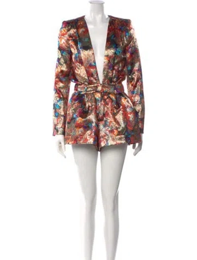 Pre-owned Saint Laurent Silk Printed Romper In Multi