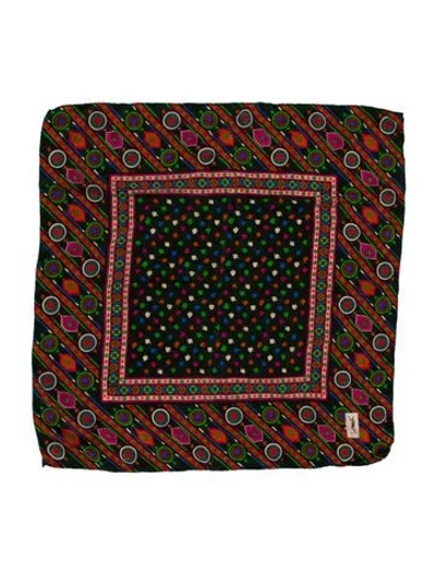 Pre-owned Saint Laurent Silk Printed Scarf In Multi