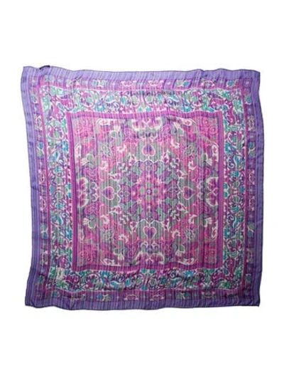 Pre-owned Saint Laurent Silk Printed Shawl In Purple