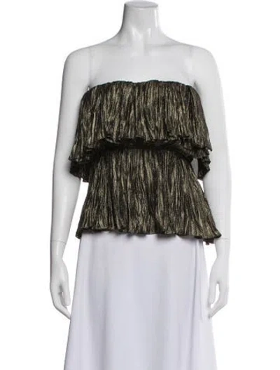 Pre-owned Saint Laurent Silk Printed Top In Gold