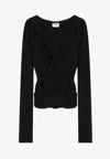 Saint Laurent Silk Ruffled Blouse In Black