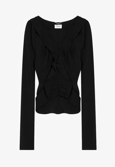 SAINT LAURENT SILK RUFFLED BLOUSE