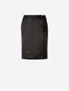 Saint Laurent Knot-detailing Silk Skirt In Black