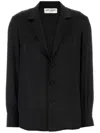 Saint Laurent Satin Pyjamas Shirt Cuffed Sleeves In 黑色