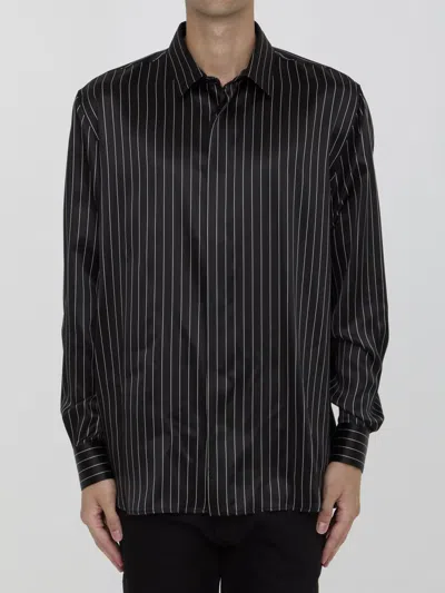 Saint Laurent Silk Pinstripe Shirt In Multi
