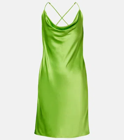 Saint Laurent Silk Satin Slip Dress In Green