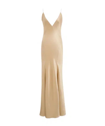 SAINT LAURENT SAINT LAURENT V-NECK SLEEVELESS SATIN DRESS