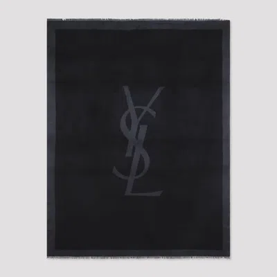 Saint Laurent Silk Scarf In Black