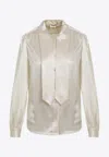 Saint Laurent Silk Scarf-collar Shirt In White