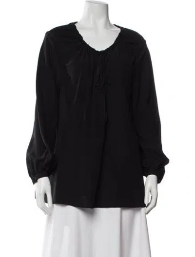 Pre-owned Saint Laurent Silk Scoop Neck Blouse In Black