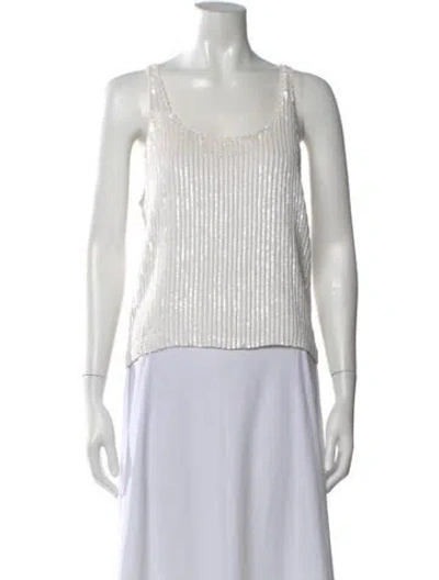 Pre-owned Saint Laurent Silk Scoop Neck Top In White