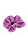 Saint Laurent Twisted Cassandre Ring-detail Silk Scrunchie In Purple