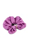 Saint Laurent Twisted Cassandre Ring-detail Silk Scrunchie In Pink