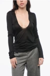 Saint Laurent Silk Sheer Sweater With V-neckline