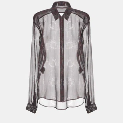 Pre-owned Saint Laurent Silk Shirt 34 In Brown