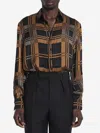Saint Laurent All-over Patterned Button-up Shirt In Black